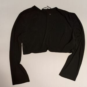 Blu Sage Open Black Long Sleeve Crop Top